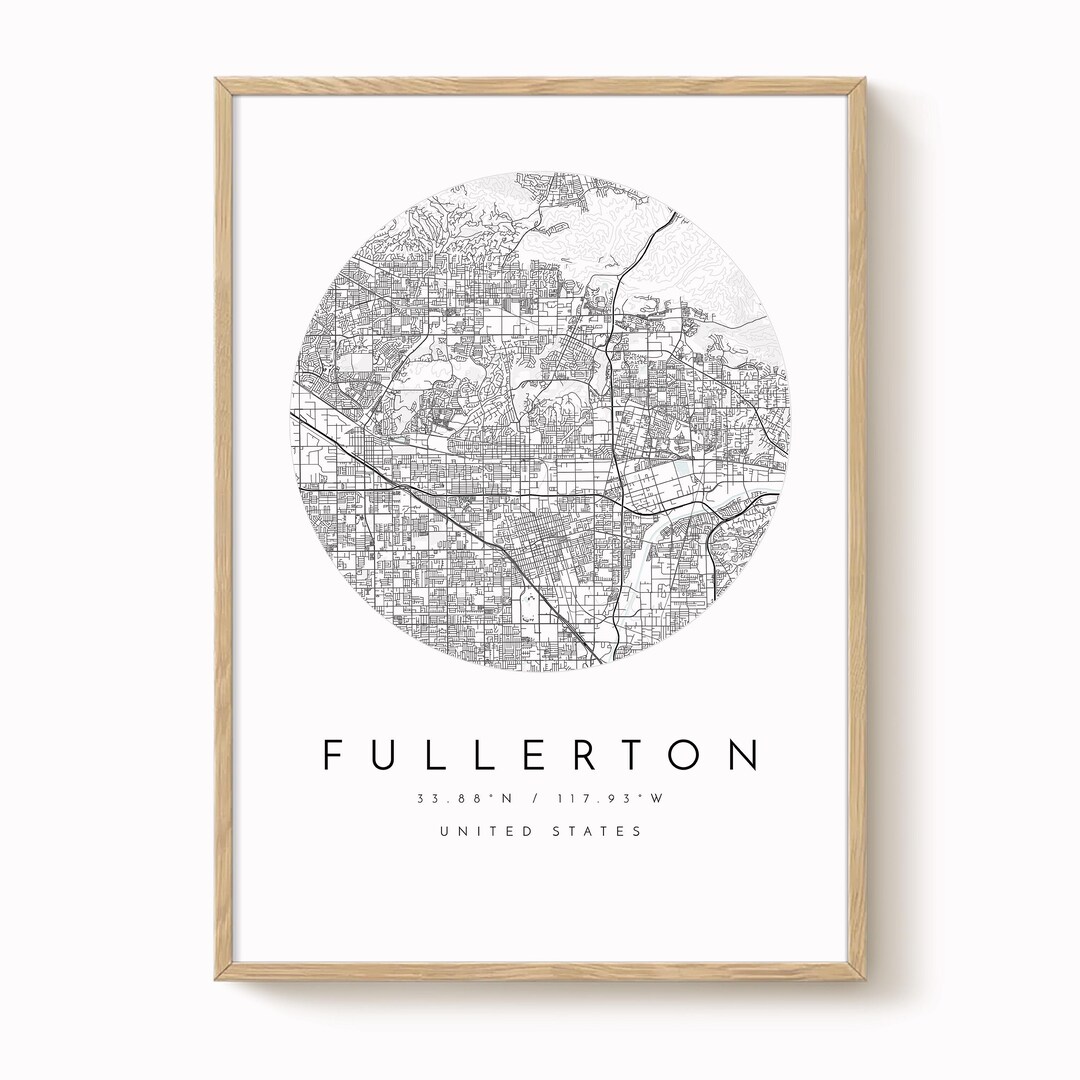 Fullerton Map Poster: Modern Minimalist Design - Matte Fine Art - Etsy