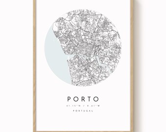 Porto Map Print: Modern Minimalist Design - Matte Fine Art Paper