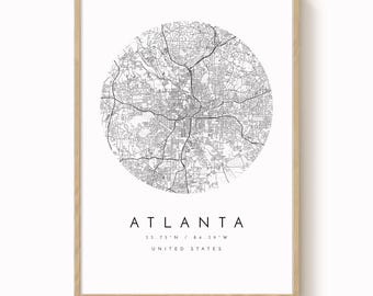 Modern Atlanta Map Print - Minimalist City Wall Art