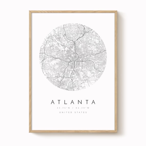 Modern Atlanta Map Print - Minimalist City Wall Art