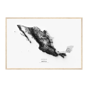 Mexiko Karte, Mexiko Landkarte, Kartenkunst, Mexiko Landschaft, Geologie Kunst, Geländekarte, moderne Karte Kunst, Mexiko Karte Kunst, 3D Effekt