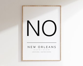 Nueva Orleans, Luisiana, Impresión tipográfica, cartel digital, Nueva Orleans LA, arte de pared digital, descargar cartel, arte imprimible, imprimir en casa