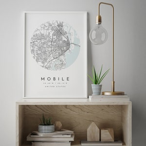 Mobile Map, Mobile, Alabama, City Map, Home Town Map, Mobile Print, wall art, Map Poster, Minimalist Map Art, mapologist, gift image 2