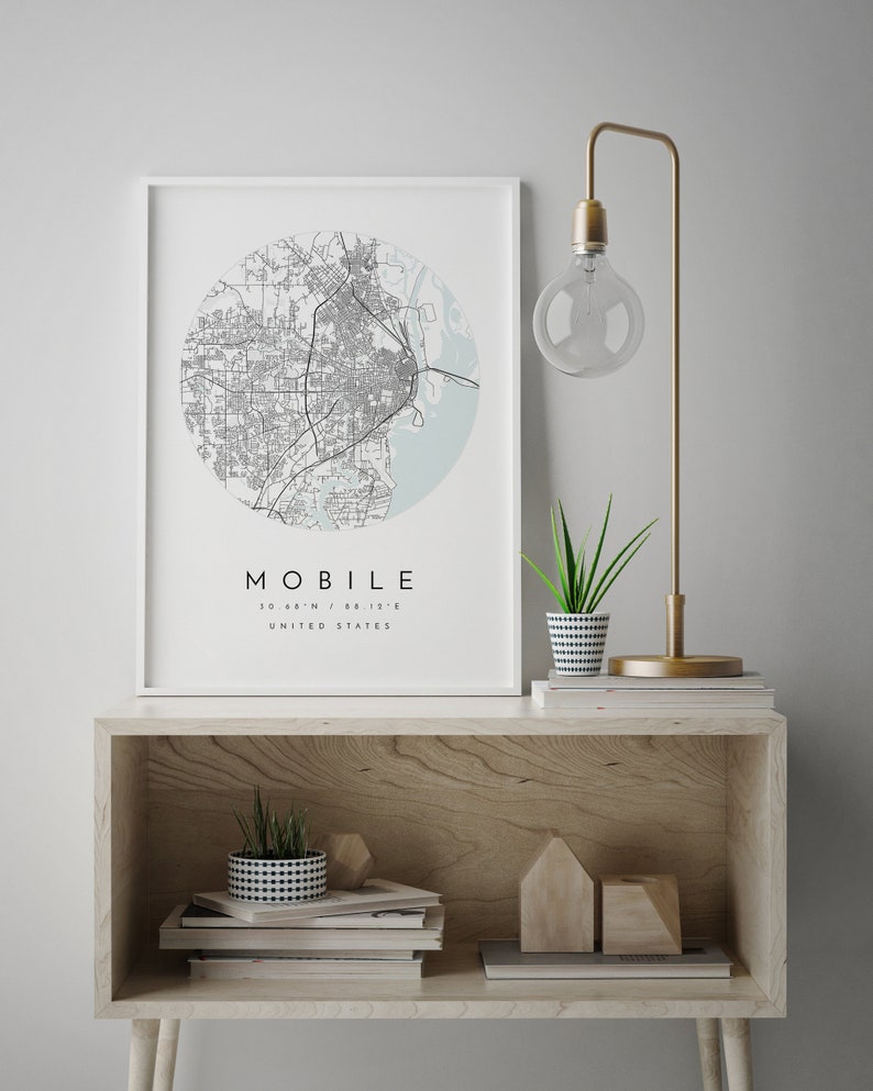 Mobile Map, Mobile, Alabama, City Map, Home Town Map, Mobile Print, wall art, Map Poster, Minimalist Map Art, mapologist, gift image 2