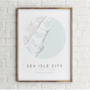 Sea Isle City New Jersey Karte, New Jersey, Stadt Karte, Kreis Karte, Sea Isle City Print, Wandkunst, Karte Poster, minimalistische Kartenkunst