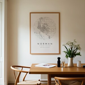Norman Oklahoma Map Print: Minimalist City Wall Art in Blue image 8