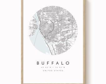 Buffalo New York Map Print, Minimalist Wall Art (Various Sizes)
