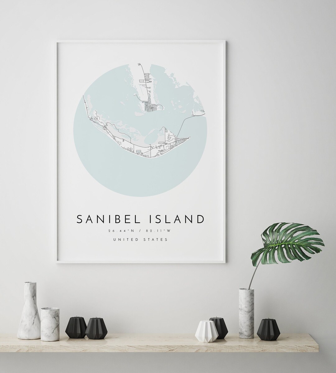 Sanibel Island Map, Sanibel Island Print, Sanibel Island Poster, Map ...