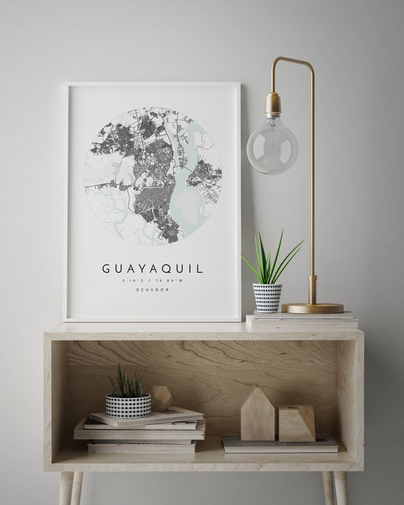 Guayaquil Map Guayaquil Ecuador City Map Home Town Map - Etsy