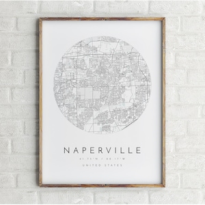 Naperville Karte, Naperville, Illinois, Stadt Karte, Stadt Karte, Naperville Print, Wandkunst, Karte Poster, minimalistische Karte Kunst, Mapologe, Geschenk