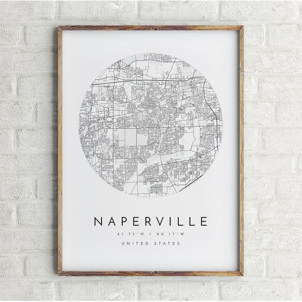 Naperville Map, Naperville, Illinois, City Map, Home Town Map, Naperville Print, wall art, Map Poster, Minimalist Map Art, mapologist, gift