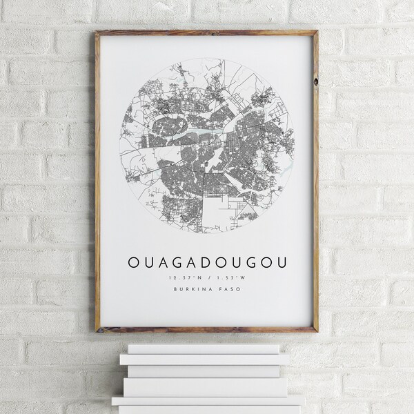 Ouagadougou Karte, Ouagadougou, Burkina Faso, Stadt Karte, Stadt Karte, Ouagadougou Print, Wandkunst, Karte Poster, Minimalist Map Art