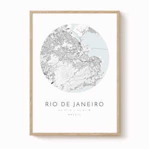 Rio De Janeiro, Brazil Map Print, Modern Minimalist Wall Art, Rio De Janeiro Poster, Urban Map print