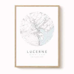 Lucerne Map Poster: Modern Minimalist Design - Matte Fine Art Paper