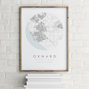 Oxnard Map, Oxnard, California, City Map, Home Town Map, Oxnard Print, wall art, Map Poster, Minimalist Map Art, mapologist, gift