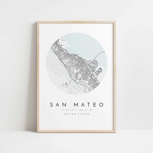 San Mateo Map Print: Modern Minimalist Wall Art (Fine Matte Paper) image 10
