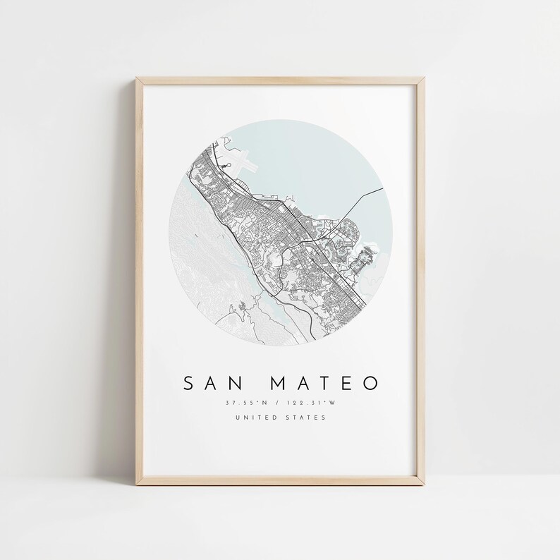 San Mateo Map Print: Modern Minimalist Wall Art (Fine Matte Paper) image 10