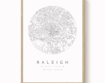 Raleigh City Map, Map of Raleigh, Home Town Map, City Map, Raleigh Print, wall art, Raleigh North Carolina, Map Poster, Minimalist Map, gift