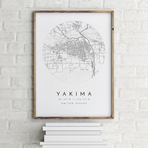 Yakima Karte, Yakima, Washington, Stadt Karte, Stadt Karte, Yakima Print, Wandkunst, Karte Poster, minimalistische Kartenkunst, Mapologe, Geschenk