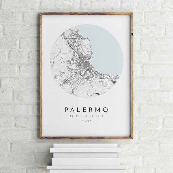 Palermo Map, Palermo, Italy, City Map, Home Town Map, Palermo Print, wall art, Map Poster, Minimalist Map Art, mapologist, gift