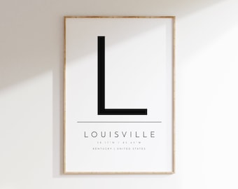 Louisville, Kentucky, Typographic print, digital poster, Louisville KY, digital wall art, download poster, printable art, print at home