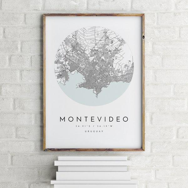 Montevideo Map, Montevideo, Uruguay, City Map, Home Town Map, Montevideo Print, wall art, Map Poster, Minimalist Map Art, mapologist, gift