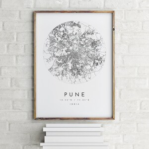 Pune Map, Pune, India, City Map, Home Town Map, Pune Print, wall art, Map Poster, Minimalist Map Art, mapologist, gift