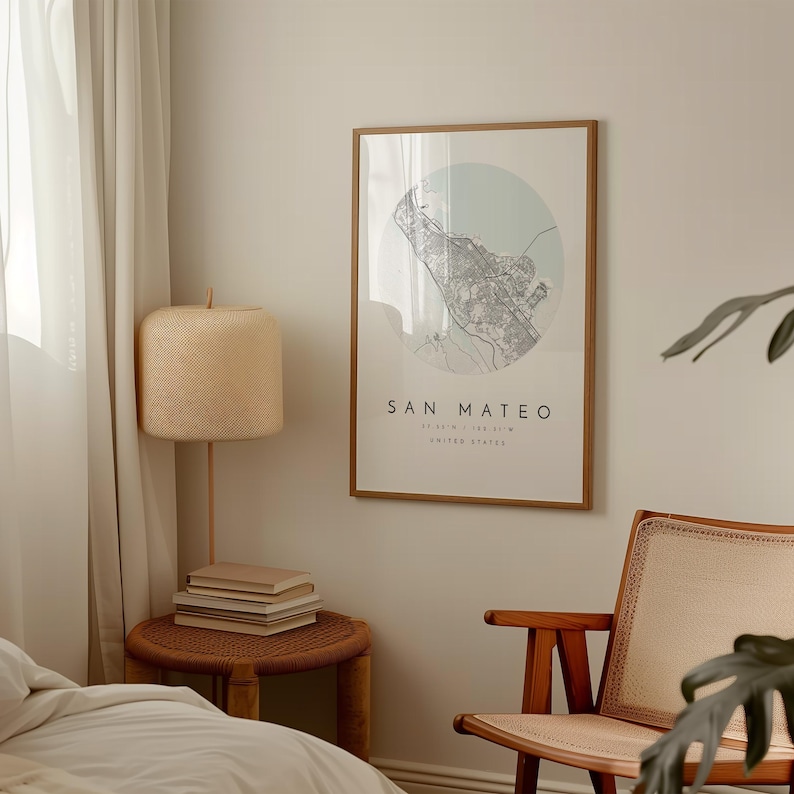 San Mateo Map Print: Modern Minimalist Wall Art (Fine Matte Paper) image 6
