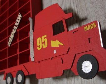 Hot Wheels Boys Wood Truck Display Case Toy Matchbox Storage