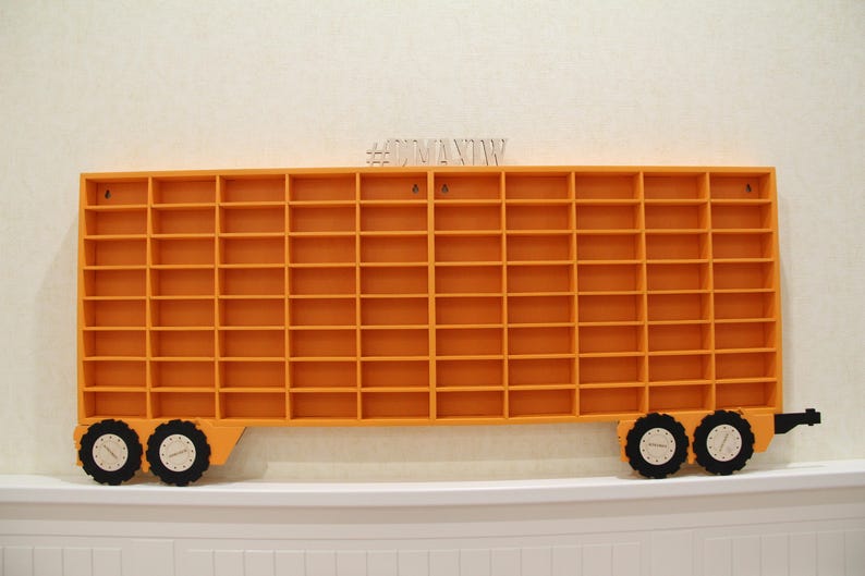 Hot Wheels Boys Wood Truck Display Case Toy Matchbox Storage Playroom Wooden Shelf Rack Gift Wall Decor Bedroom Room Kids