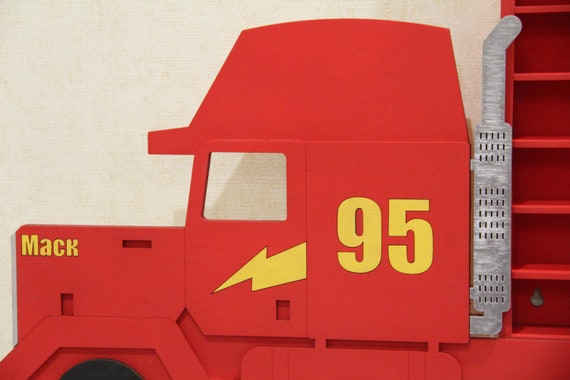 Hot Wheels Boys Wood Truck Display Case Toy Matchbox Storage Playroom Wooden Shelf Rack Gift Wall Decor Bedroom Room Kids