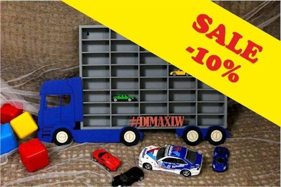 wooden matchbox car display case