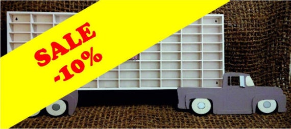 Hot Wheels Boys Wood Truck Display Case Toy Matchbox Storage Playroom Wooden Shelf Rack Gift Wall Decor Bedroom Room Kids