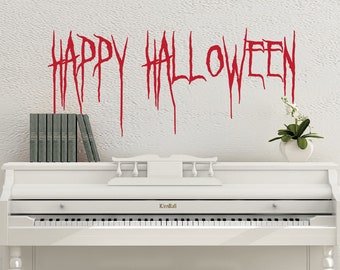 HAPPY HALLOWEEN Stickers muraux décoration de fête décor d'Halloween écriture sanglante effrayante sur le mur autocollants muraux réutilisables décor d'Halloween effrayant