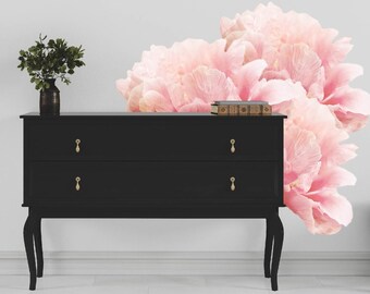 Calcomanías de pared extraíbles con flores de peonías grandes, decoración de pared despegable y adhesiva, pegatinas florales grandes para sala de estar y dormitorio.