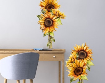 Sunflowers Wall Stickers | Sunflower with Stems Wall Décor | Sunflower Mural
