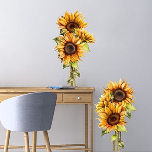 Sunflowers Wall Stickers | Sunflower with Stems Wall Décor | Sunflower Mural