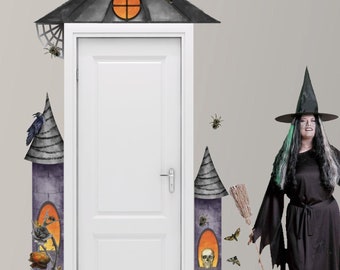 Halloween Wall Decals Haunted House Door Decoration Hallway Decor Removable and Reusable Fits Most standard Doorways
