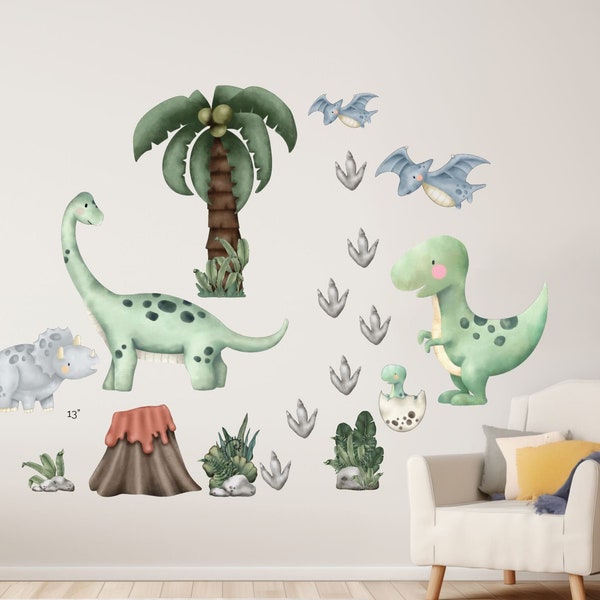 Dinosaur Wall Decals T-Rex Dinos Toddler Nursery Baby Room Boy Bedroom Wall Removable Wallpaper Sticker