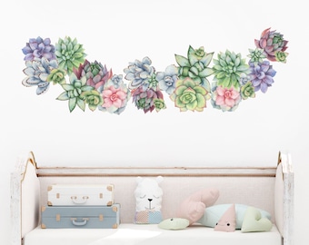 Succulents Wall Decals Removable Wallpaper Stickers Succa Boho Succulent Nursery Dorm Decor Apartment Wall Peel Stick Living Room Bedroom