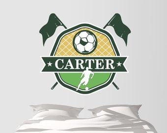 Custom Soccer Wall Decals Removable Wallpaper Stickers Boys Room Futbol Wallpaper Sports Theme Teen Tween Apartment Rental Dorm