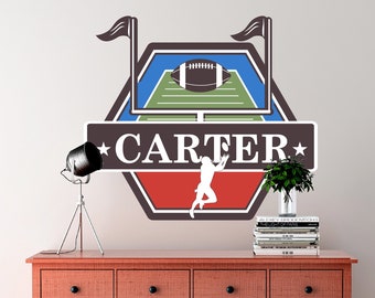 Football Wall Decal Customize with any name and team colors! Removable Wallpaper Stickers | Boys Room Sports Decor | Sports Theme