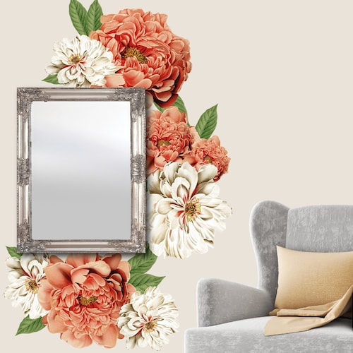 Large Vintage Flower Removable Wall Decals Reusable Stickers Etsy