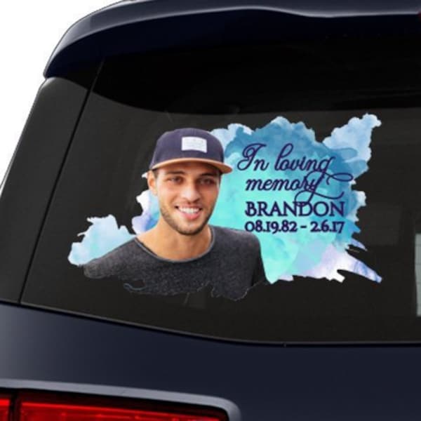 In Loving Memory Personalized Decal Loss of Loved One Car Sticker Watercolor  Memorial In Memory Of Custom Portraits Custom Photo Memorial