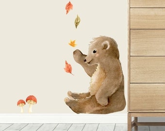 Woodland Nursery Removable Wall Decals | Sitting Bear