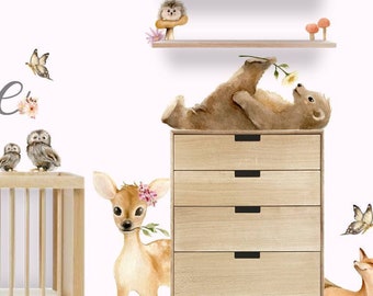 Woodland dier verwijderbare muurstickers behang stickers kinderkamer babykamer meisjes slaapkamer muur kunst verwijderbare muurstickers uil herten kinderkamer