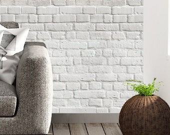 Brick Wall Decal White Gray Faux Brick Wall Removable Wallpaper Bricks Block Concrete Wall Sticker Dorm Apartment Rental