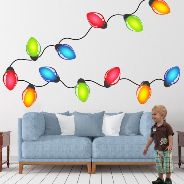 Christmas Wall Decal Large Christmas Lights Christmas Window Decorations Big Holiday Lights For Walls Removable Wall Decals