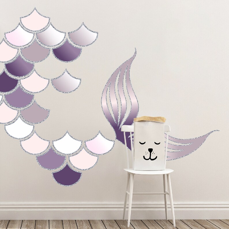 Mermaid Scales Tail Wall Decal Removable Reusable Wallpaper Etsy