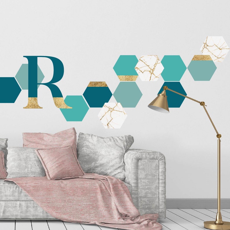 Removable Wall Decals Geometric Hexagon Peel Stick Etsy